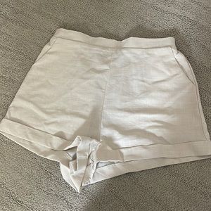 Princess Polly beige flowy shorts